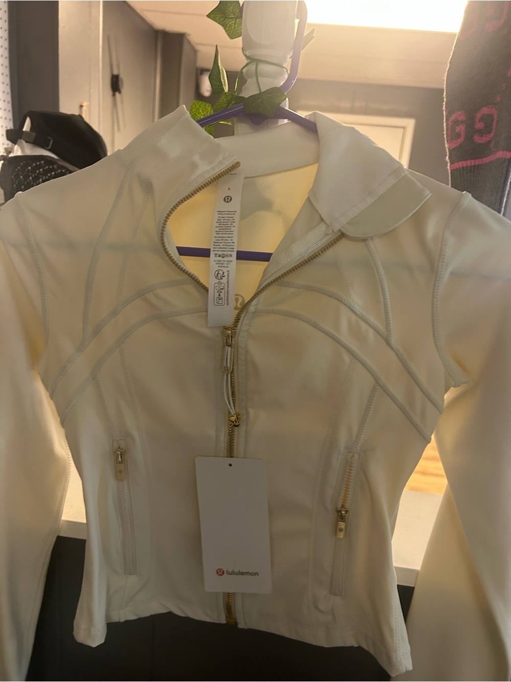lululemon athletica Cream Zip Front Bomber Jacket